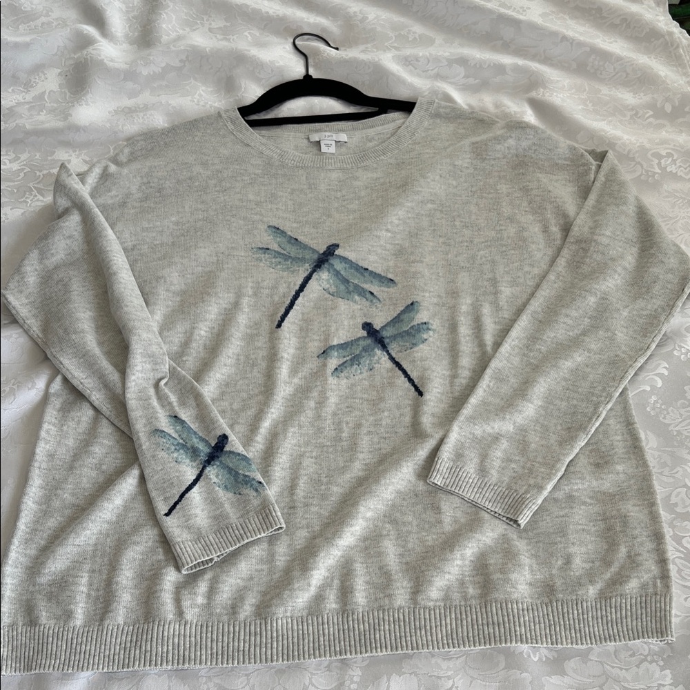 J. Jill Light Heather Gray Knit Sweater in Small.
